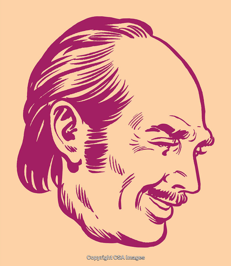 Retro Illustration of a Smiling Man in Vintage Graphic Style