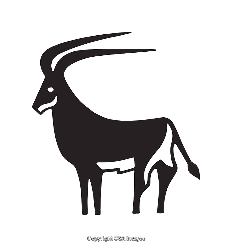 Stylized Black and White Antelope Silhouette with Tribal Design