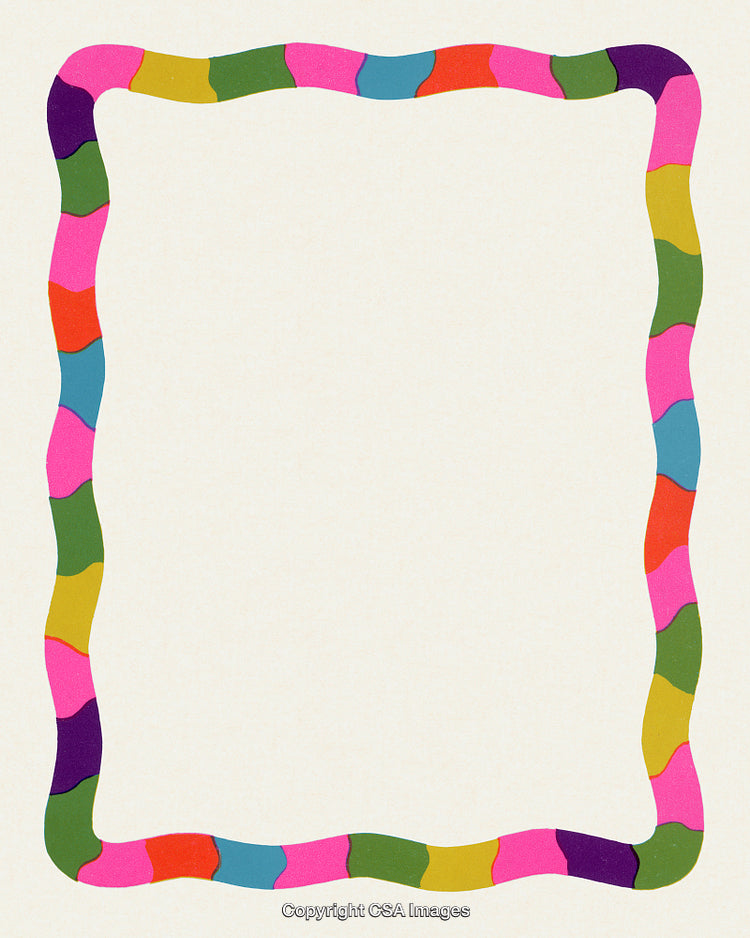 Colorful Wavy Border Frame with Artistic Design on Neutral Background