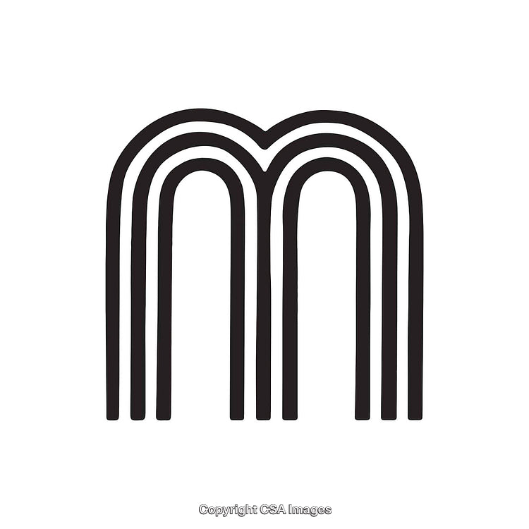 Minimalist Black and White Artistic Representation of the Letter M