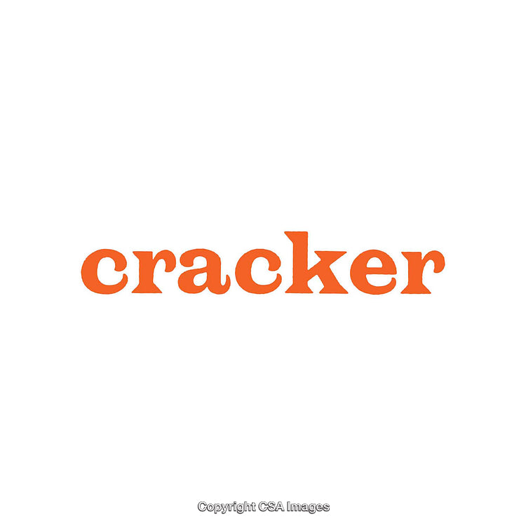Minimalistic Typography Art with the Word 'Cracker' in Orange on White