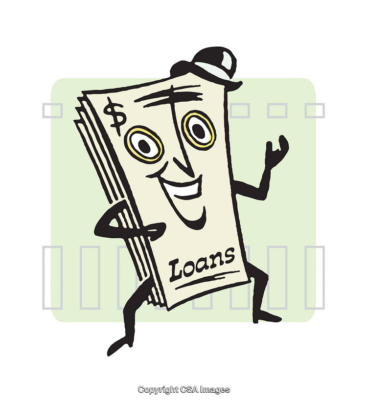 Cartoon Illustration of a Cheerful Stack of Loan Papers in Action