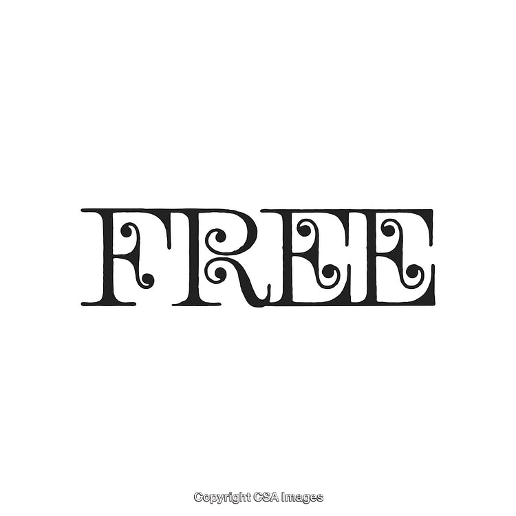 Stylized Decorative Text Design Featuring the Word 'Free' in Black on White