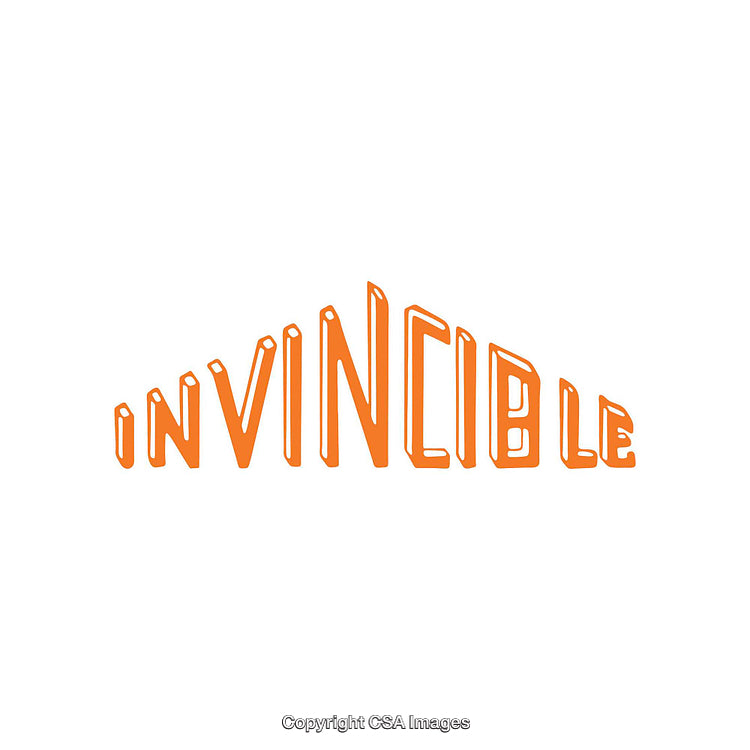 Innovative Orange Lettered Typography Artwork Featuring the Word 'Invincible'