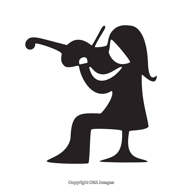 Black And White Icon of a Seated Violin Player Silhouette