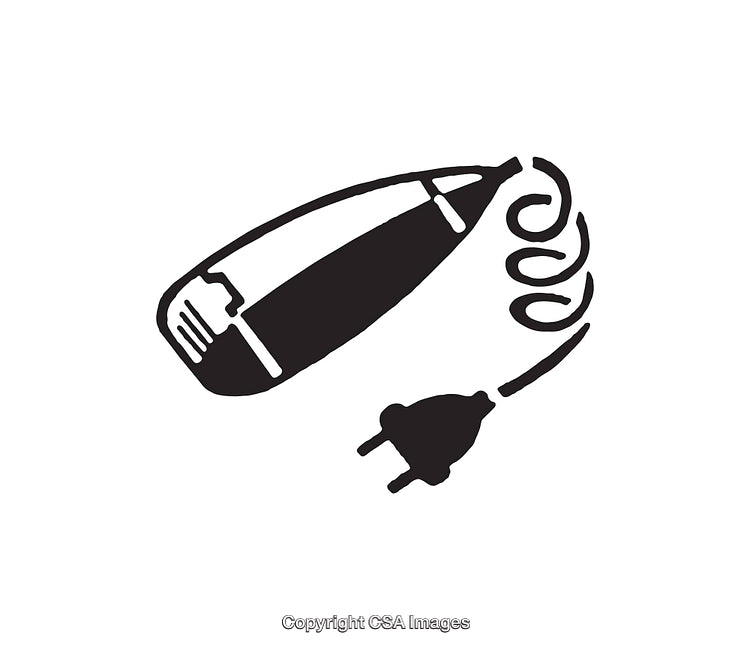 Black and White Icon of an Electric Handheld Mixer with Power Cord