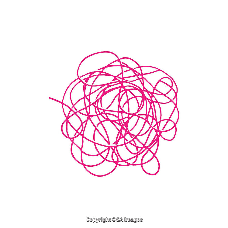 Abstract Pink Scribble Artwork Isolated on White Background