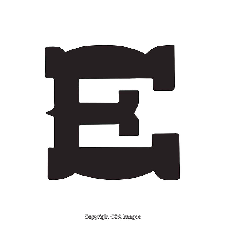 Stylish Letter E in Unique Serif Typography on White Background