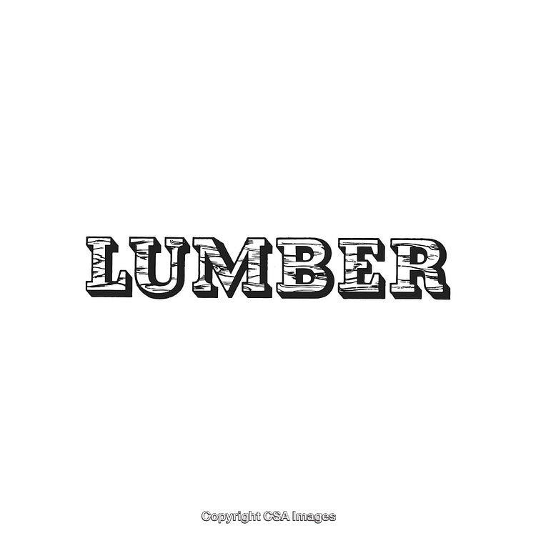 Text Illustration of 'Lumber' in a Stylized Woodgrain Effect Typography