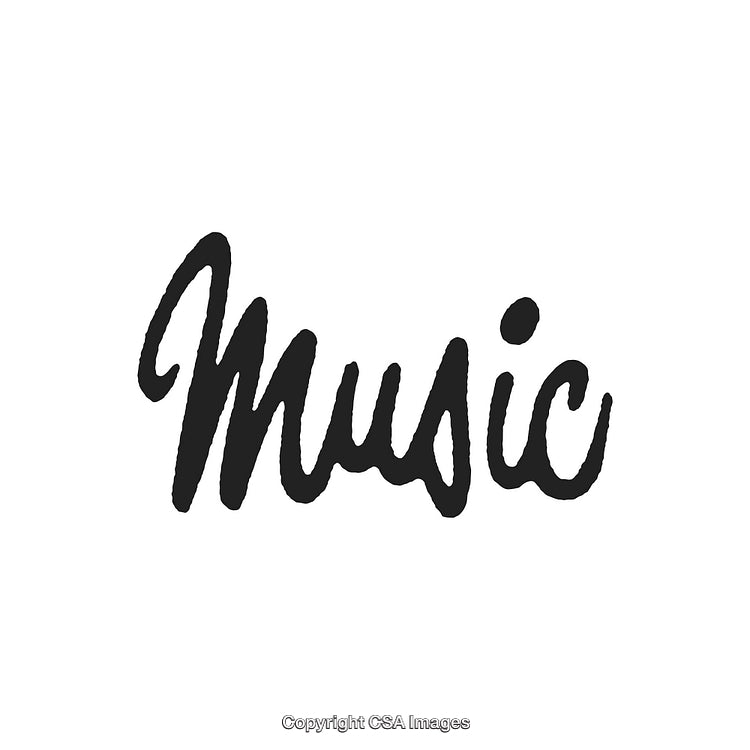 Stylized Hand-Drawn Typography Featuring the Word Music in Black on White