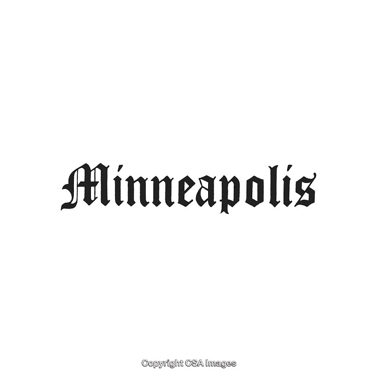 Blackletter Minneapolis Text on a White Background Illustration