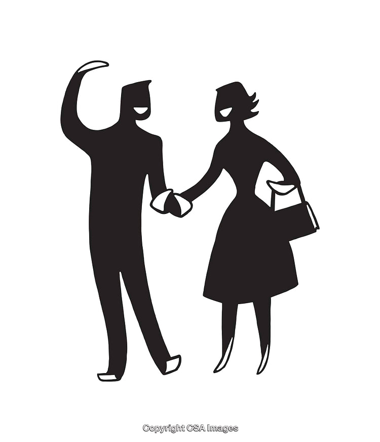 Elegant Black and White Line Art of a Friendly Greeting