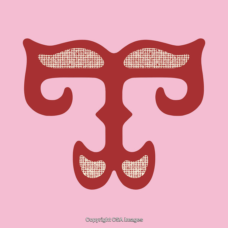 Red Abstract Letter T Design on a Pink Background