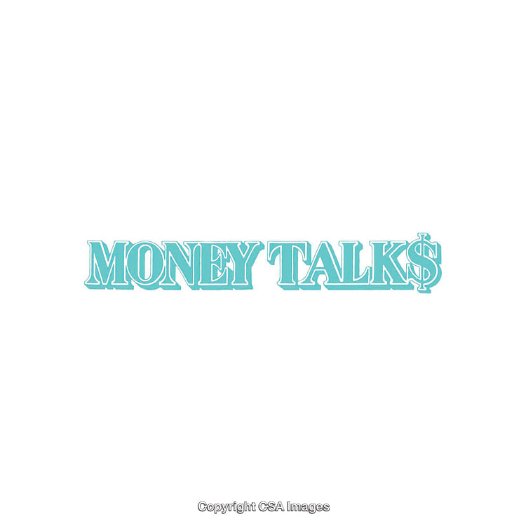 Elegant Typography Displaying 'Money Talks' in Stylish Blue Letters
