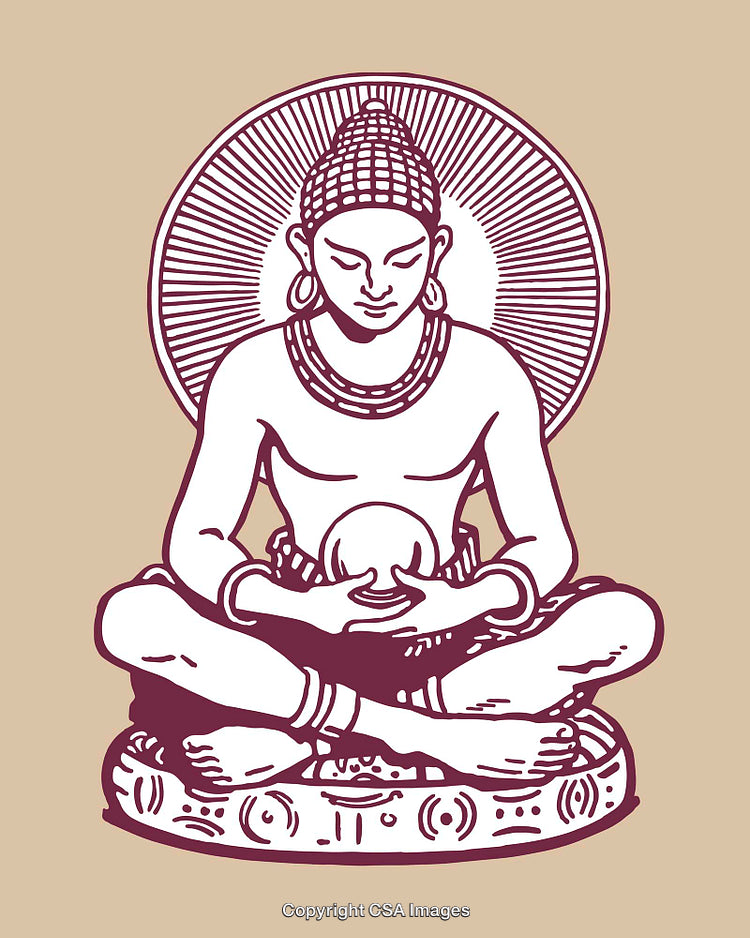 Intricate Line Art Illustration of a Meditating Figure in Peaceful Pose