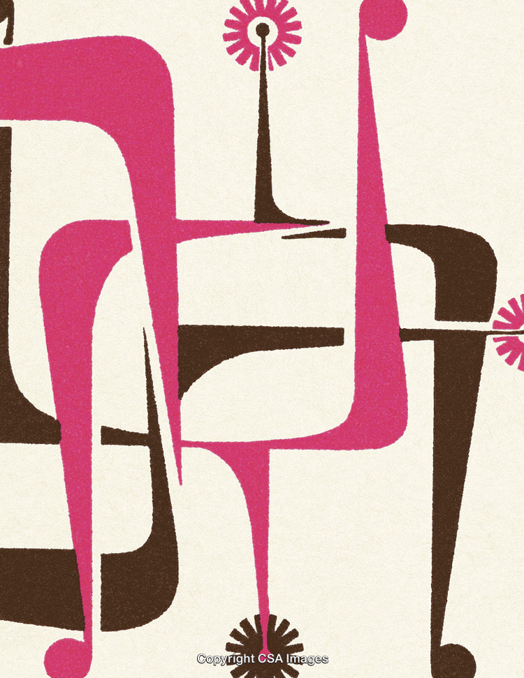 Abstract Retro Design With Pink and Brown Geometric Figures