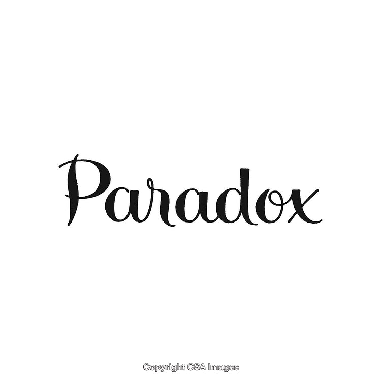 Elegant Hand-Lettered Typography of the Word Paradox in Black Ink