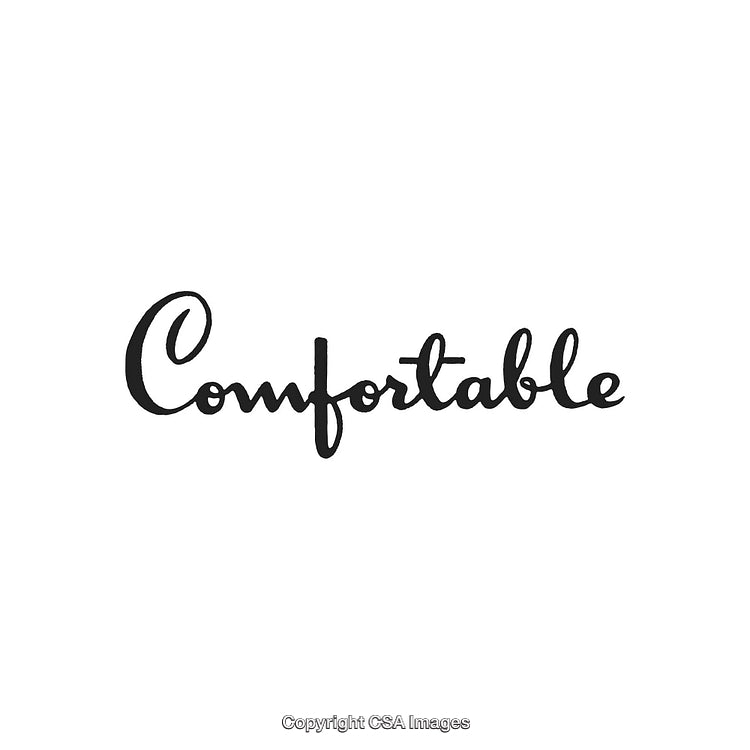 Handwritten Script Text Featuring the Word Comfortable on a Clean White Background