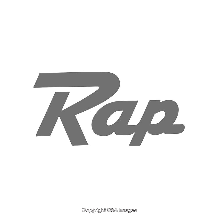 Bold Minimalist Word Art Featuring 'Rap' in Gray Font