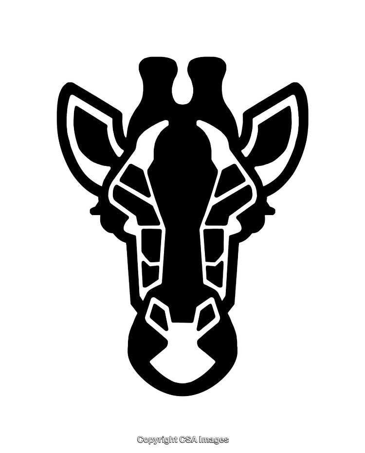Stylized Black and White Giraffe Silhouette Line Art Design