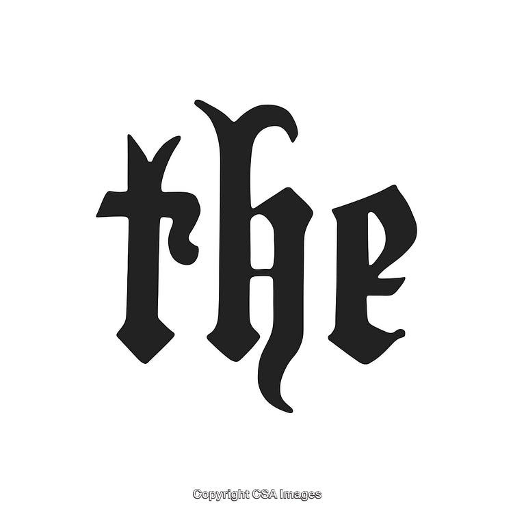 Gothic Blackletter Typography Featuring the Word 'The' in Elegant Script