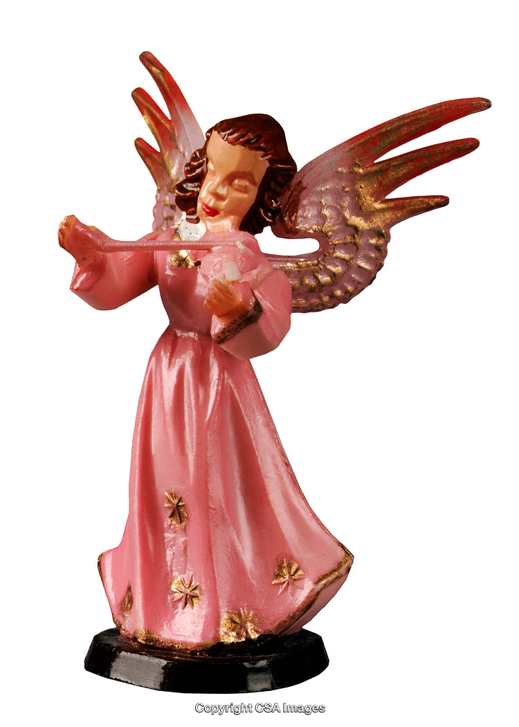 Decorative Pink Angel Figurine with Gilded Wings and Star Accents
