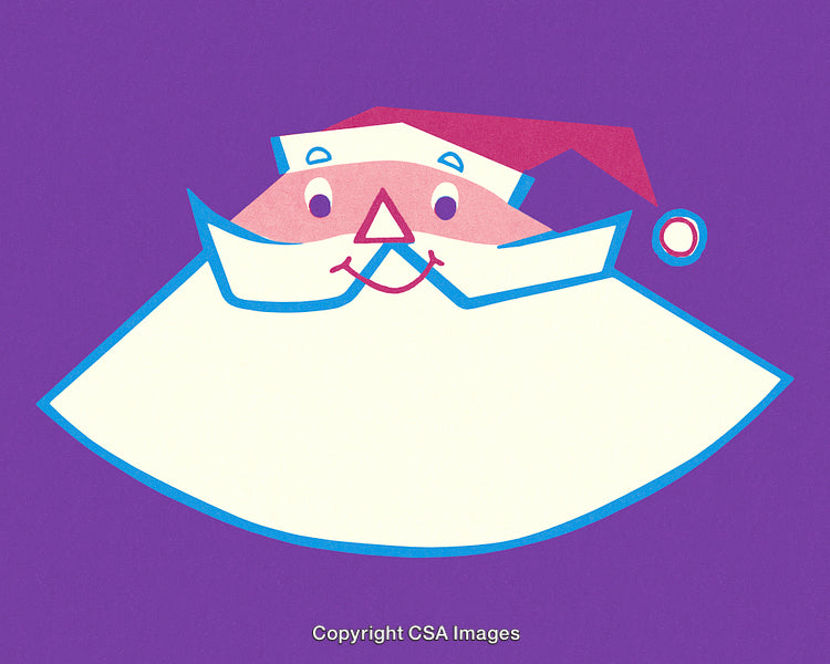 Colorful Abstract Santa Claus Illustration with Christmas Theme on Purple Background