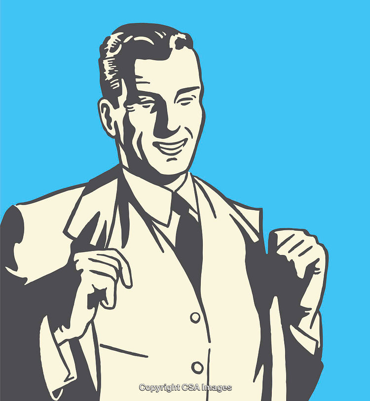 Retro Styled Confident Businessman Illustration Against Blue Background