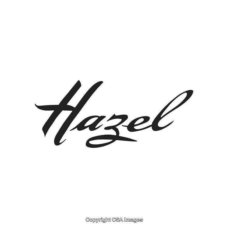 Elegant Handwritten Hazel Name on a White Background
