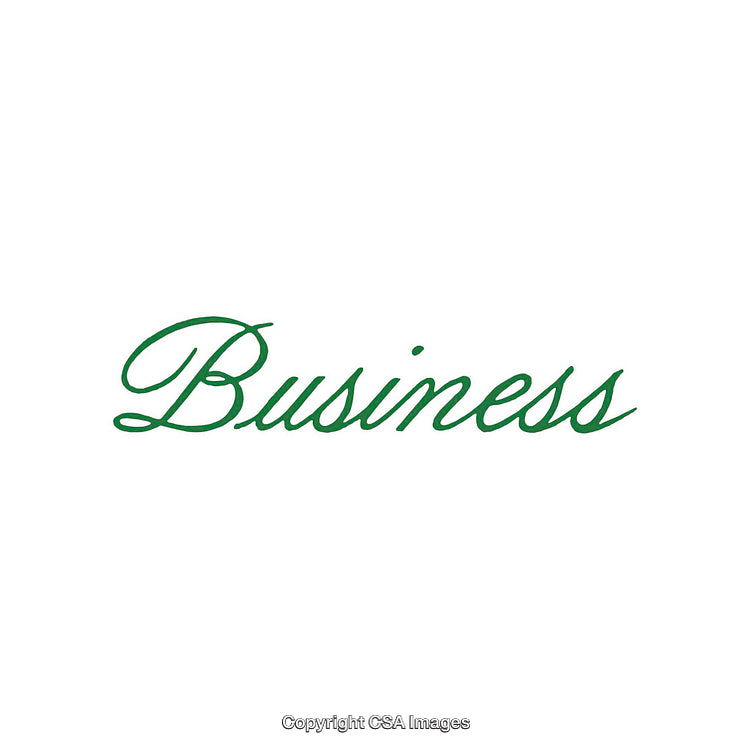 Elegant Script Business Text in Green on White Background