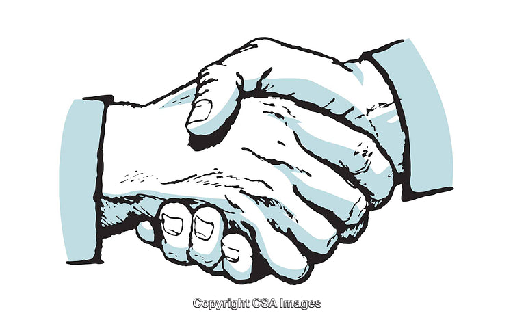 Illustrated Handshake Symbolizing Agreement and Teamwork in Business and Cooperation