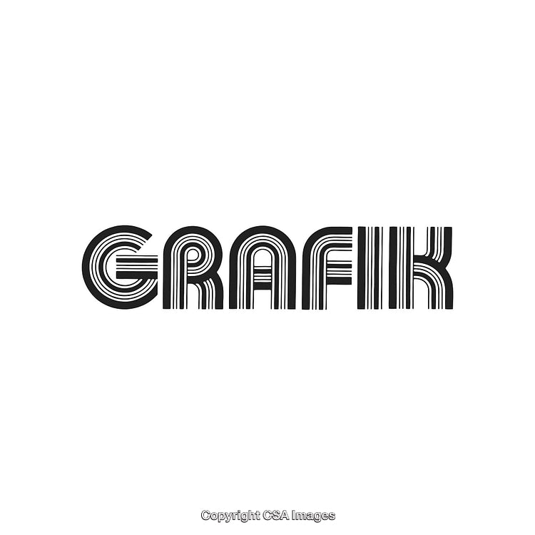 Bold Retro Styled Grafik Word Design with Striped Letter Effect