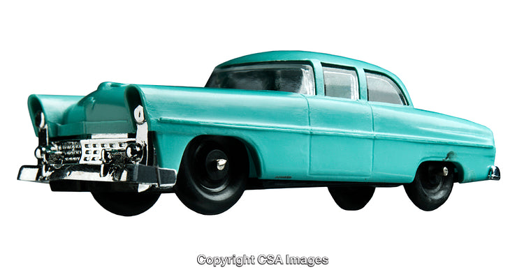 Vintage Styled Blue Toy Car Isolated on White Background