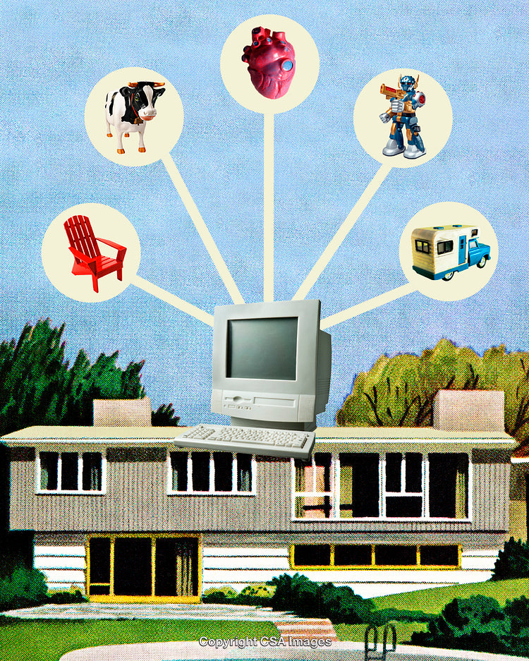 Abstract Collage of Objects Connected to Computer Technology