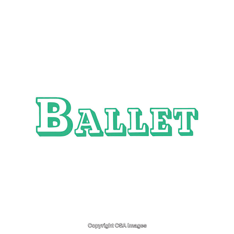 Typography Image Featuring the Word Ballet in Bold Green Text on White Background