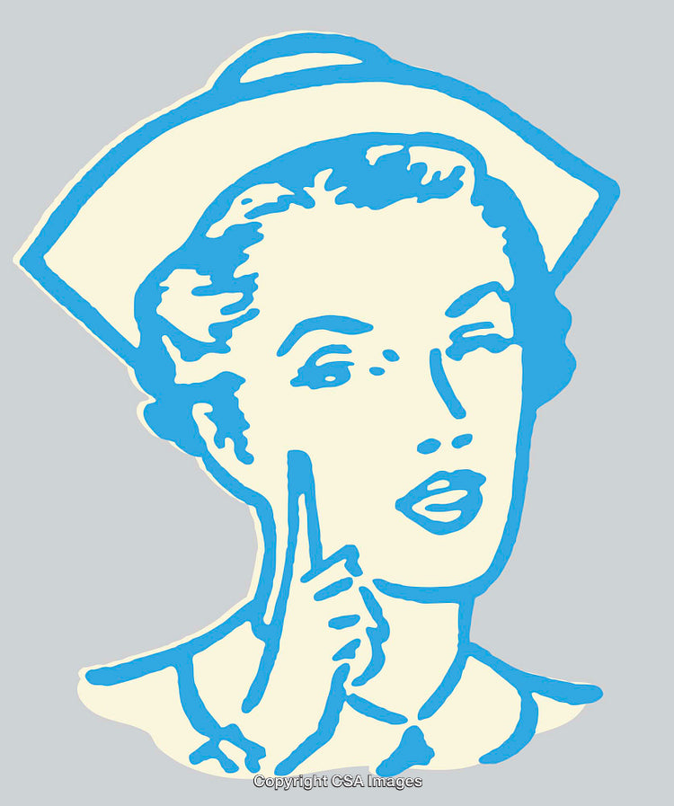 Vector Line Art of a Smiling Woman in a Nurse's Hat Illustration