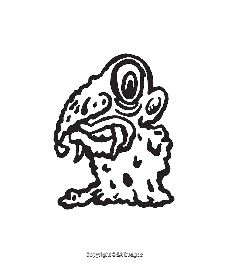Stylized Black and White Line Art Illustrating a Character Design