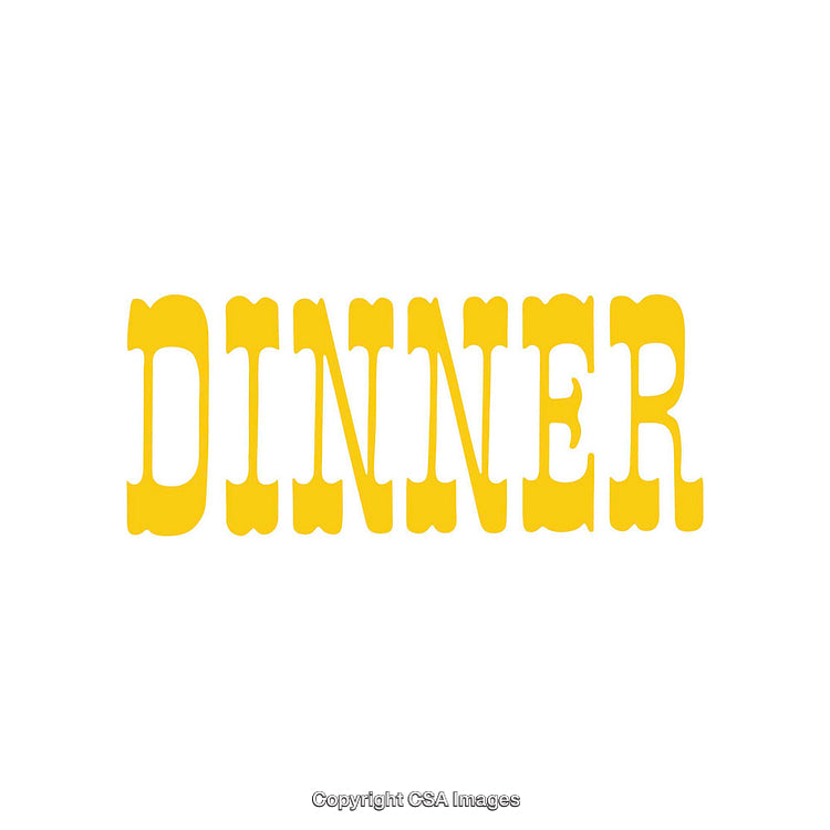 Bold Yellow Typography Featuring the Word 'Dinner' on White Background