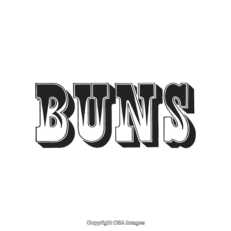 Retro Typography Design Featuring the Word Buns in Bold Decorative Font