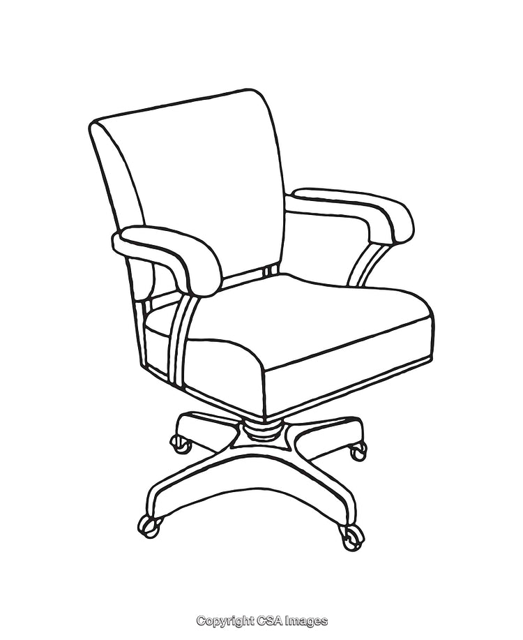 Black and White Line Art Illustration of a Comfortable Office Chair
