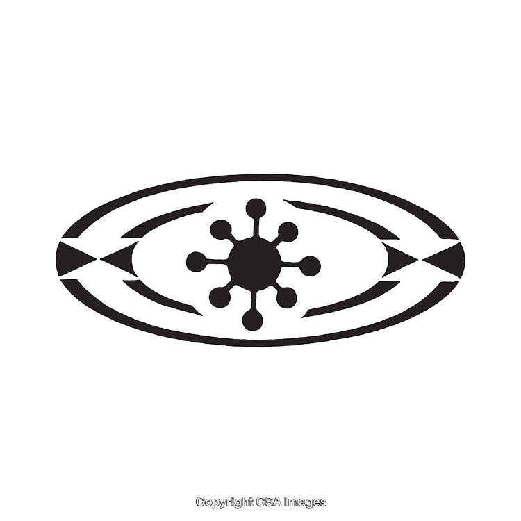 Abstract Black and White Dingbat Design with Centralized Geometrical Symbol