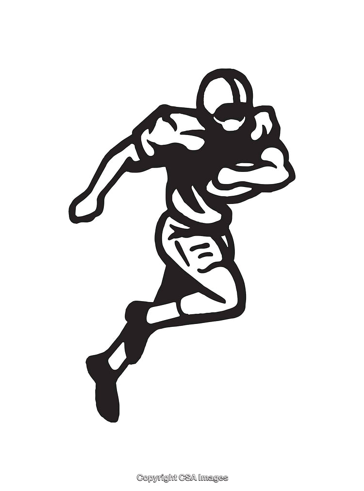 Black and White Line Art Illustration of a Football Player In Action