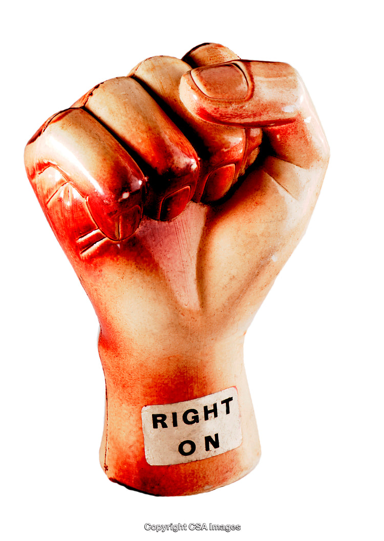 Plastic Fist Sculpture Representing Determination and Unity with Bold Message