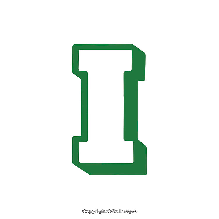 Green Outline of the Letter I on a White Background