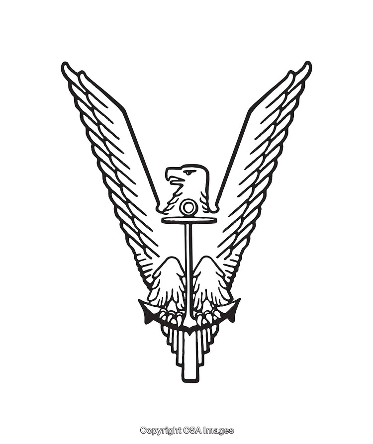 Eagle and Anchor Symbol in Minimalist Black and White Line Art Design