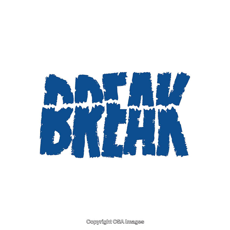 Abstract Blue Text Artwork Depicting Word Break in Creative Design