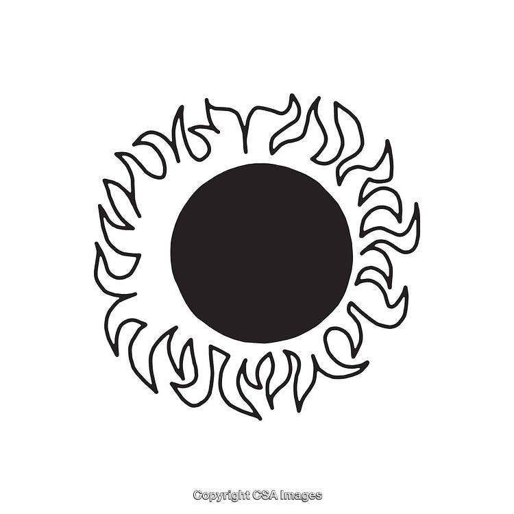 Hand-Drawn Grunge Sun Shape with Bold Black Center