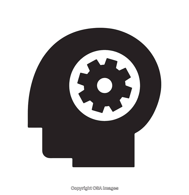 Silhouette Of a Head with Gear Mechanism Icon