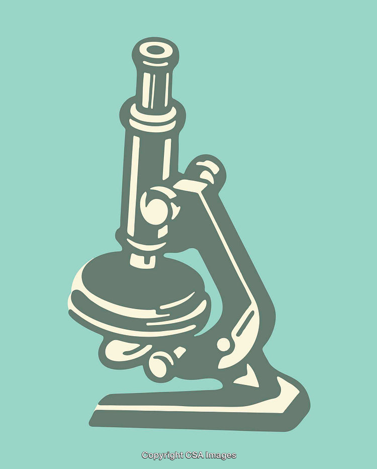Vector Illustration of a Microscope on a Green Background