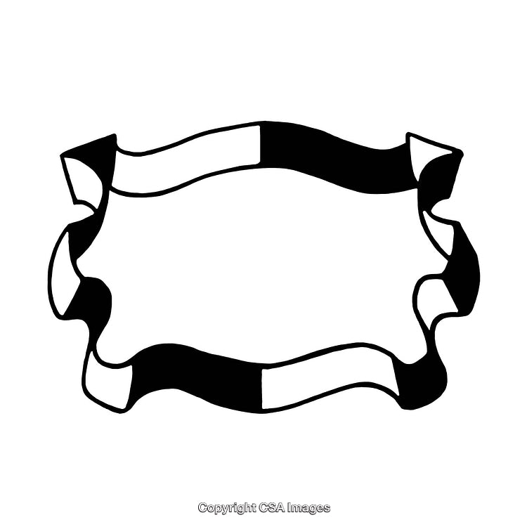 Decorative Black and White Border Design with Abstract Ribbon Style